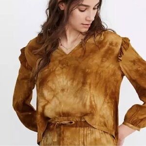 Madewell Tie Dye Ruffle Shoulder Top XS